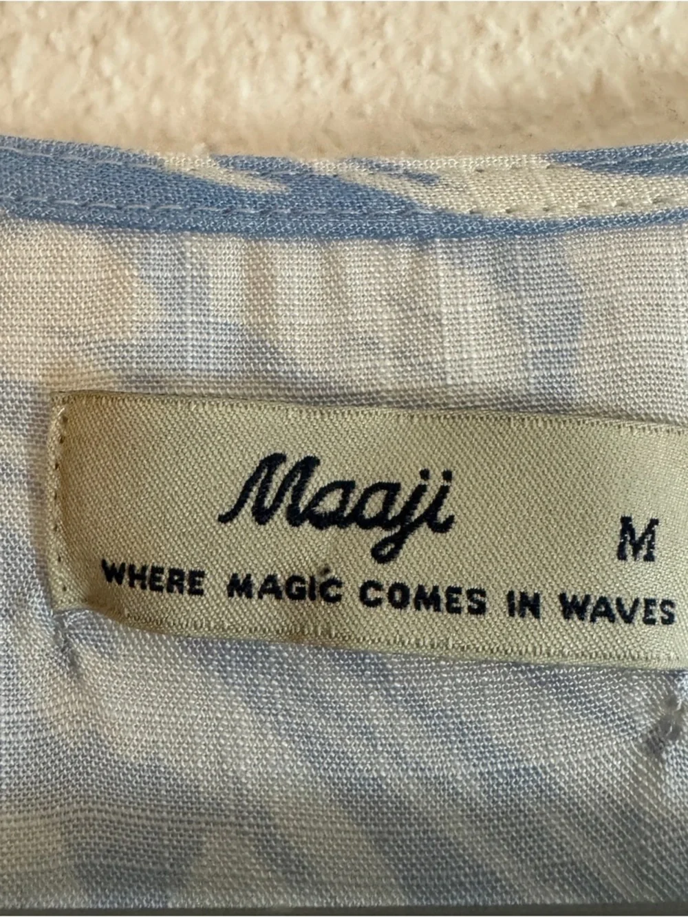 Maaji Helena Mini Dress M Blue White Boho Beach Cover Up Tassel MSRP $98 - Picture 5 of 8